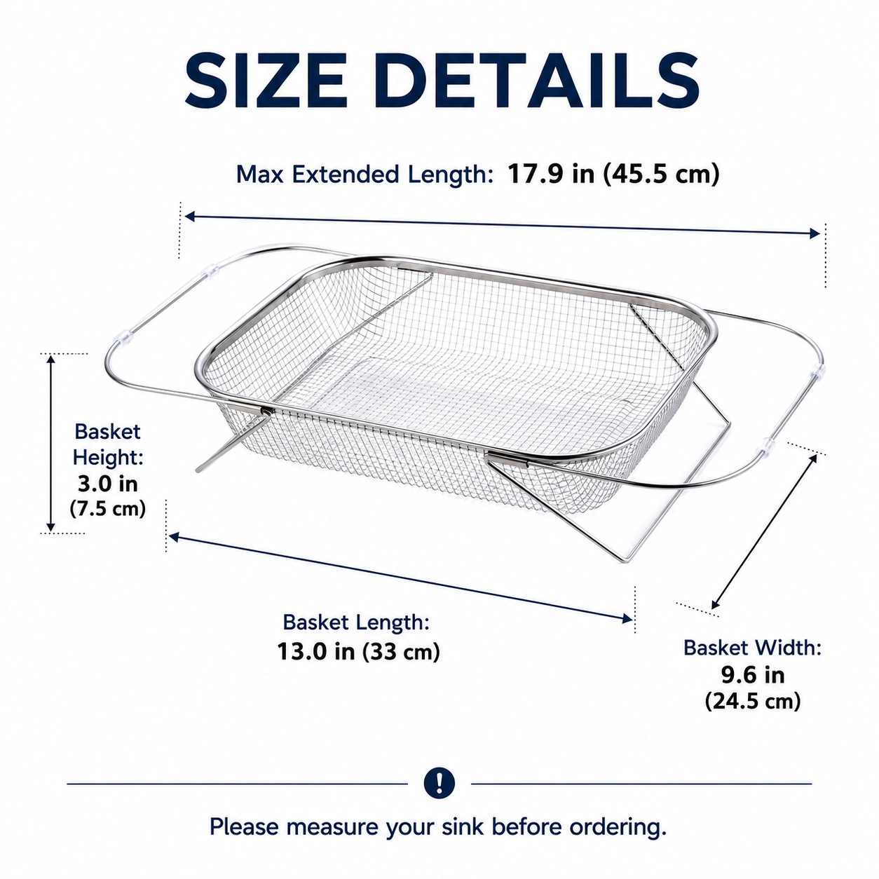 🍽️🧺 Stainless Steel Adjustable Over-the-Sink Drainer Basket