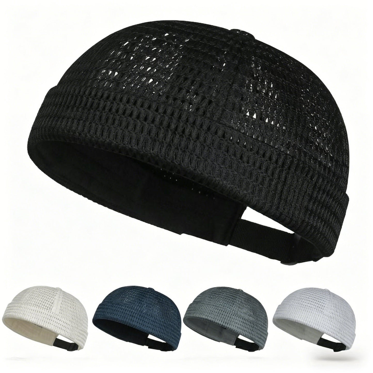 Men’s Breathable Brimless Docker Hat – Lightweight Mesh Skull Cap for Summer Outdoor Wear