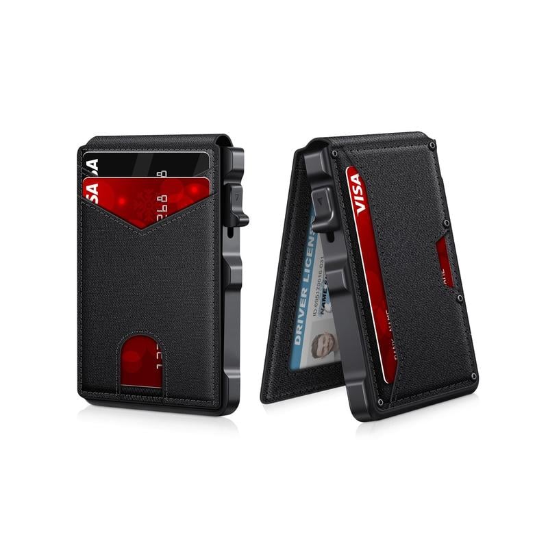š¼šPremium Aluminum RFID Blocking Minimalist Wallet for Men ā Pop-Up Card Access, Money Clip & ID Window