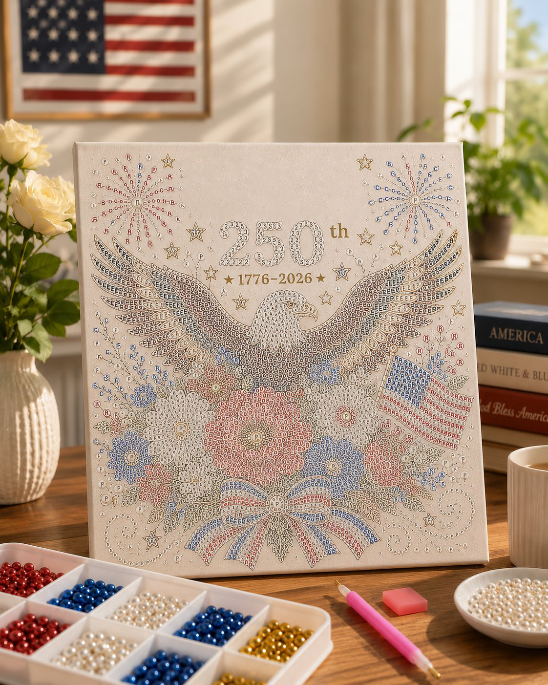 🇺🇸 USA 250th Anniversary DIY Pearl Painting Kit ✨❤️🔥