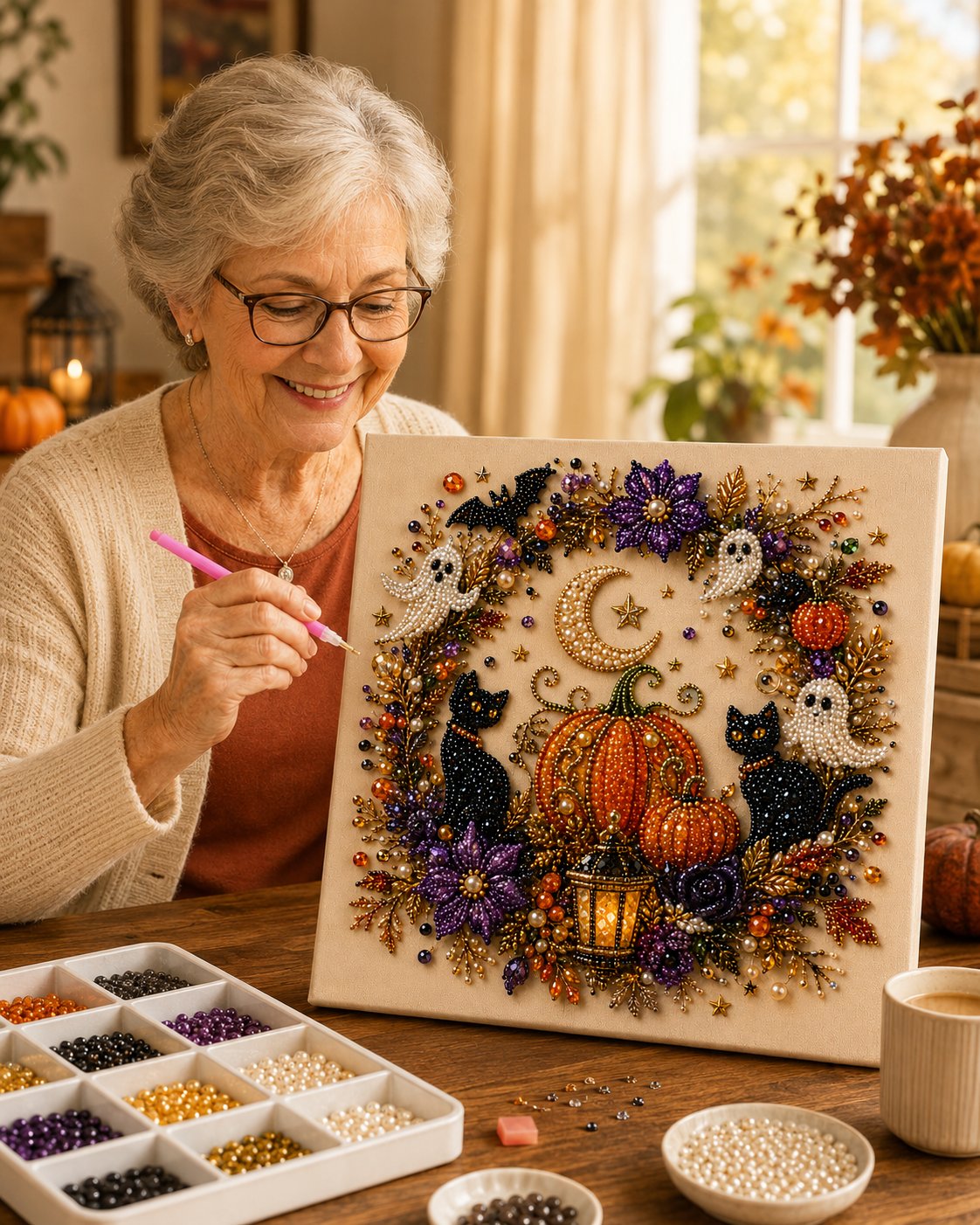 🔥Last Day 49% OFF - 👻✨Halloween Ghost Pearl Art DIY Kit