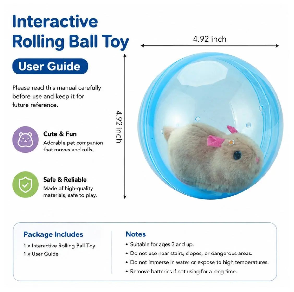 Auto-Rolling Ball with Mouse Hands-Free Play for Indoor Cats
