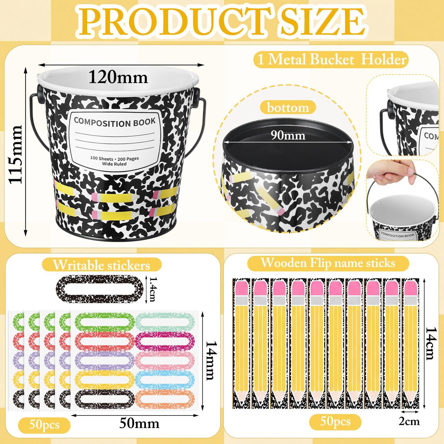 121 Pcs Back to School Teacher Gift Flip Name Sticks Set with Storage Cup