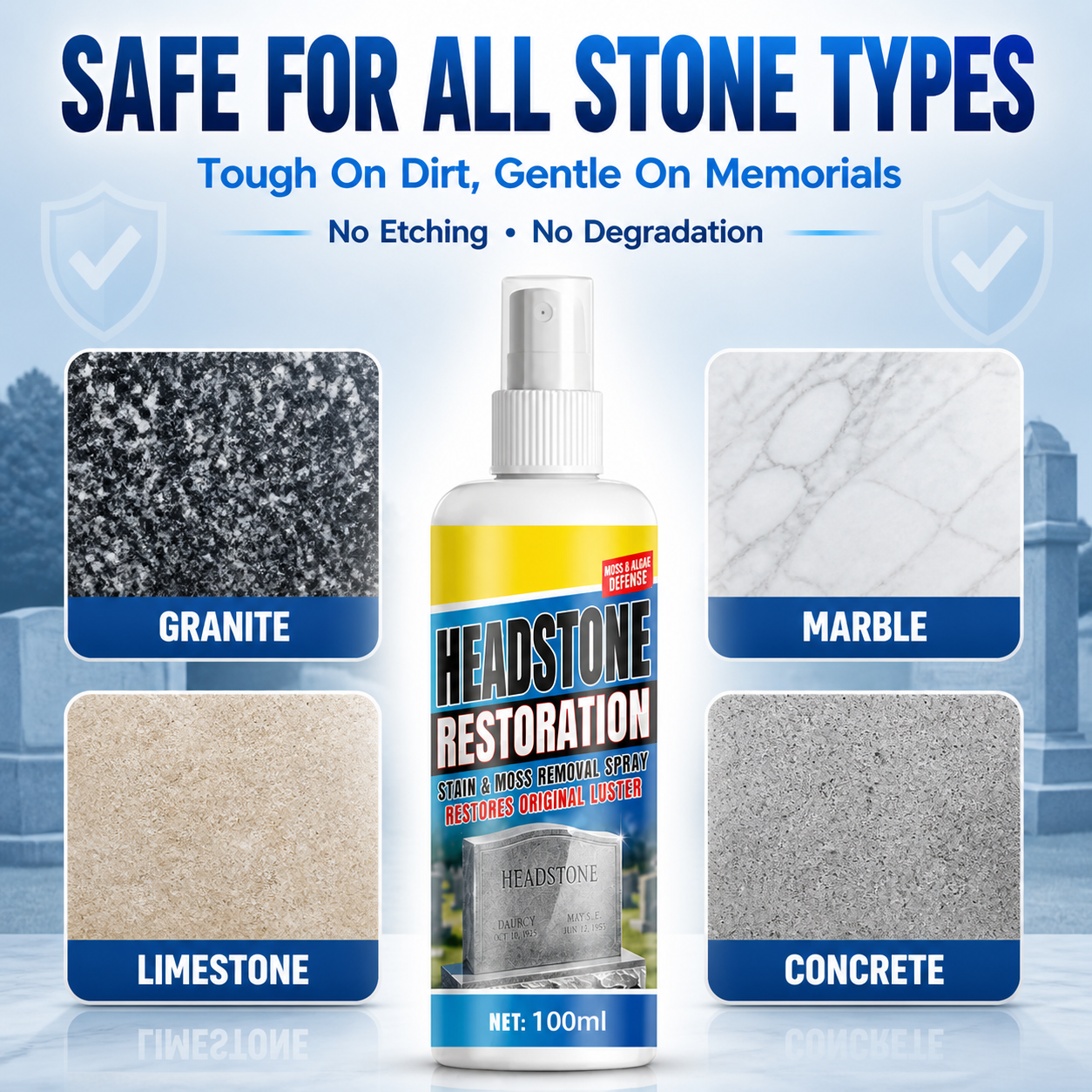 ✨ Headstone Restoration Cleaning Spray 🕯️
