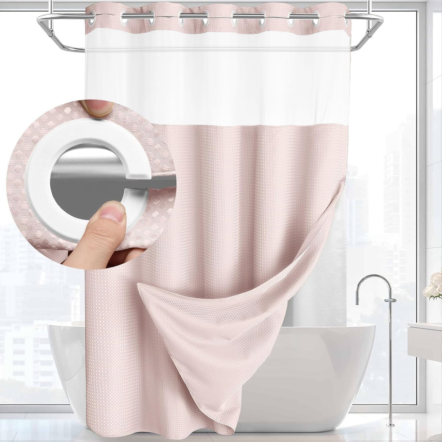 📢📢50% OFF !! ⏰Waffle Pattern Shower Curtain