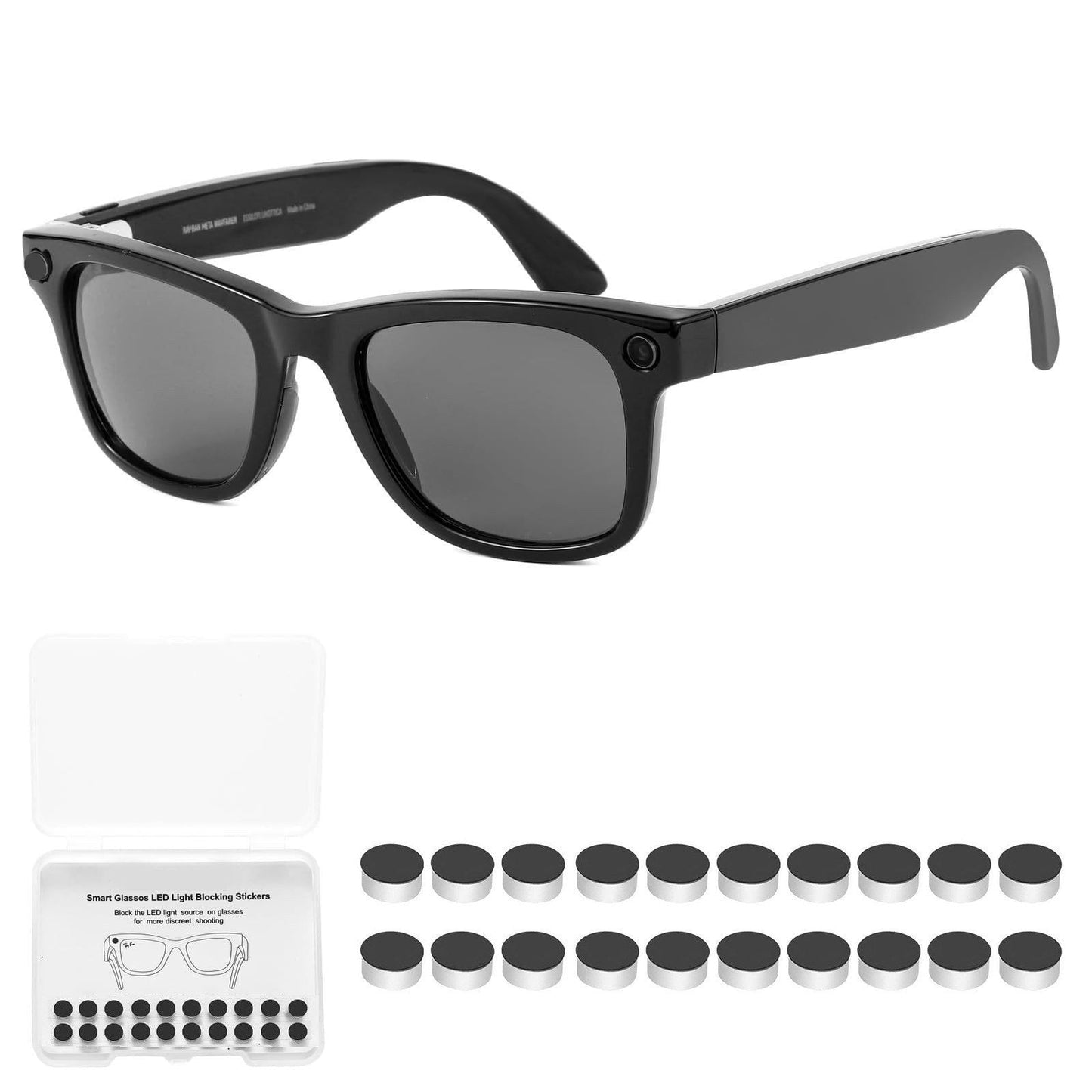 20 pcs LED Light Blocking Stickers Compatible with Ray-Ban Meta Wayfarer/Skyler/Headliner Gen 2 & Oakley Meta HSTN Smart Glasses Accessories, Low-Tack Restickable Blackout LED Light Covers Sticker