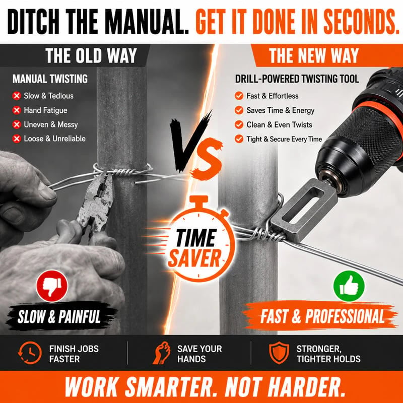 🧰Steel Wire Twisting Tool for Drill - Fast Tightening & Auto Trimming Wire Twist Attachment