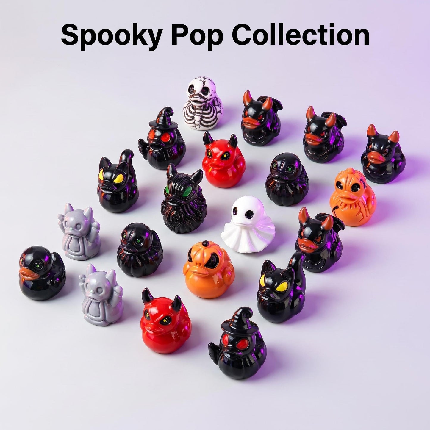 Mini Devil Ghost Skull Resin Ducks,Spooky Cute Ghost Skeleton Demon Duck Witch Themed Mini Decorations