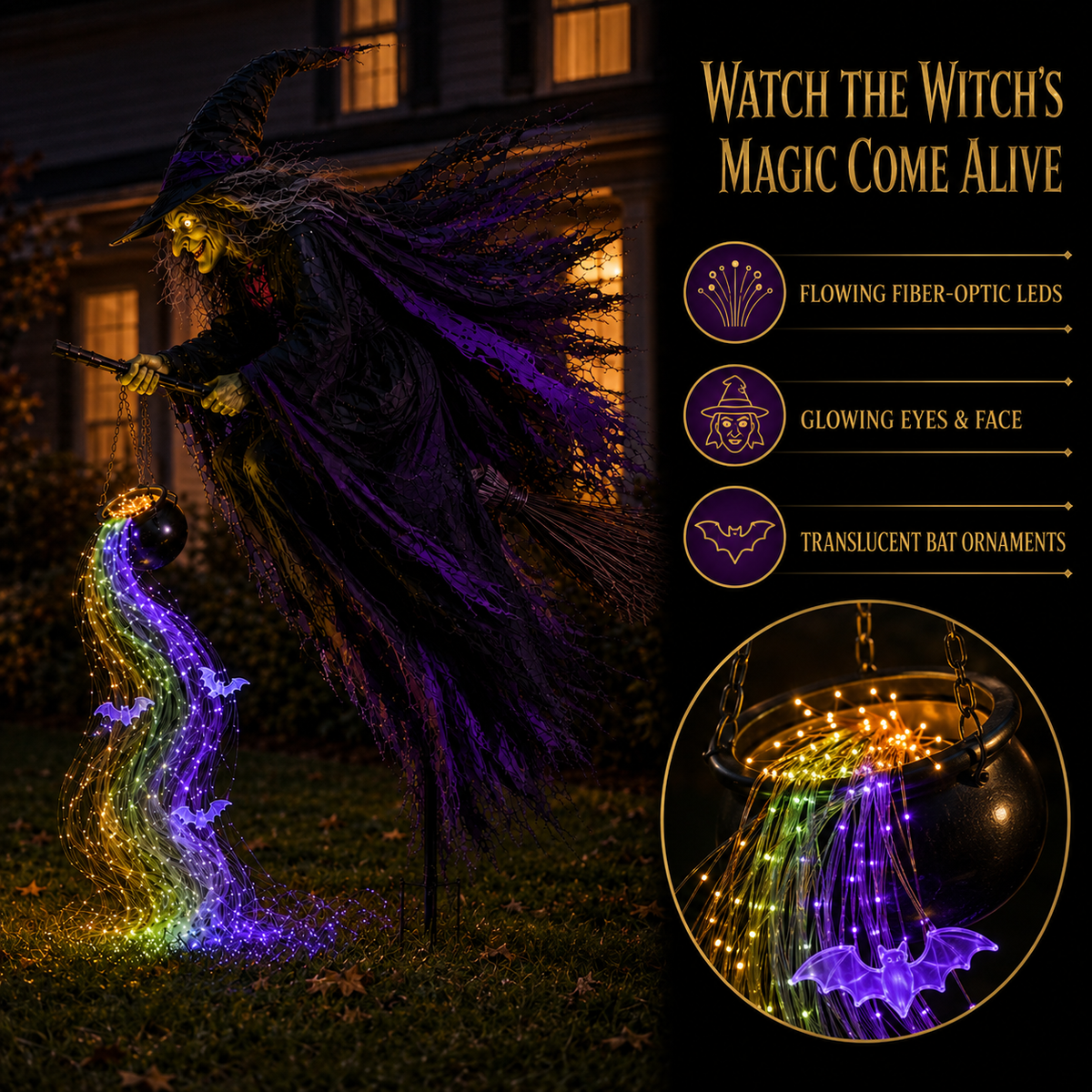 🎃Hot Sale 45% OFF🥳 Halloween Flying Witch Magic Flow Solar Light