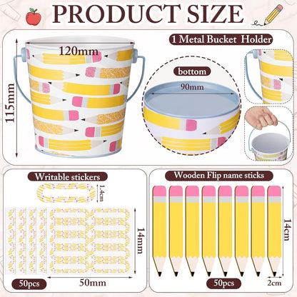 121 Pcs Back to School Teacher Gift Flip Name Sticks Set with Storage Cup
