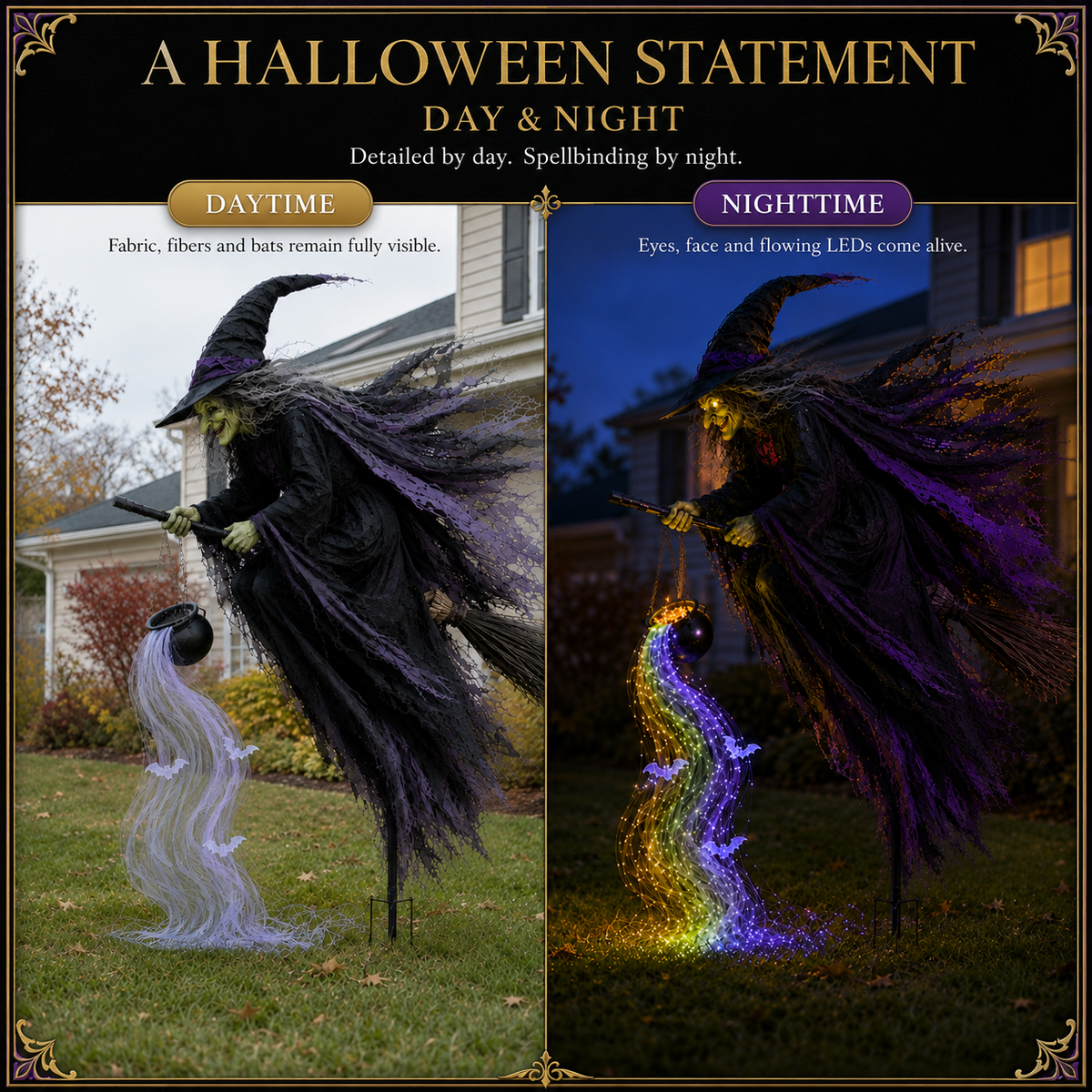 🎃Hot Sale 45% OFF🥳 Halloween Flying Witch Magic Flow Solar Light