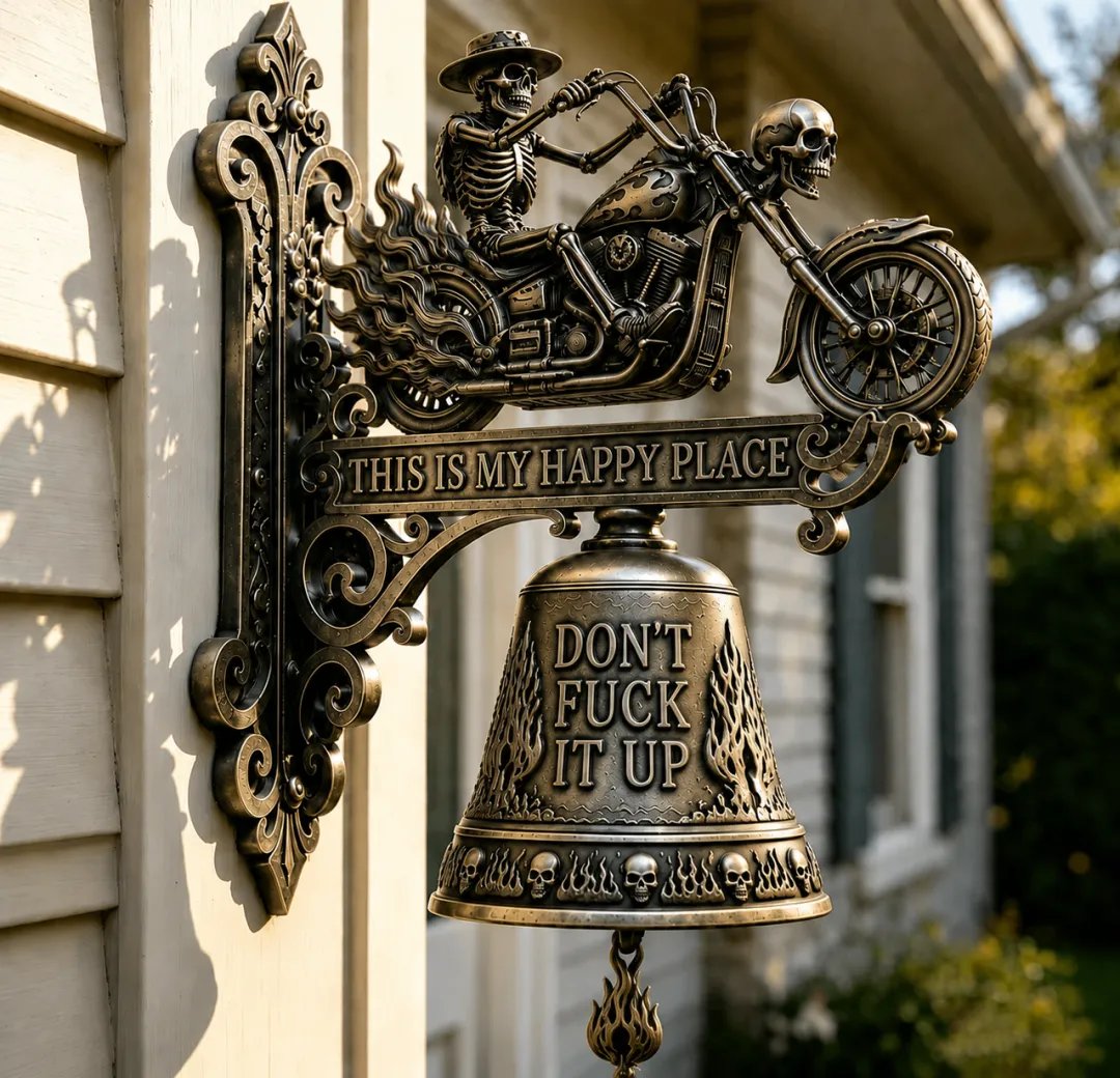 🔥HOT SALE 49% OFF🐉🔔Skull Dragon Rider Bell – “This Is My Happy Place” Wall Bell✨