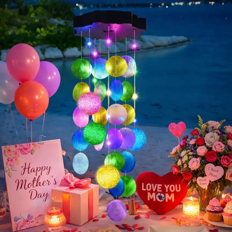 🎁49% OFF - 🌈 ✨ Solar-Powered Seashell Wind Chime Light
