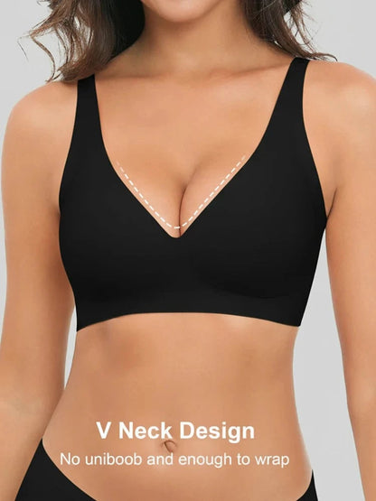 Pack of 3 Jelly Wireless Seamless Deep-V Push-Up Bra
