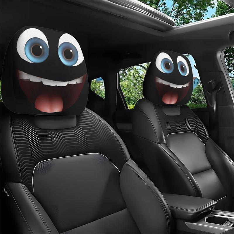 😆 Funny Cartoon Car Headrest Covers – 2PCS 2D Universal Fit 🚗