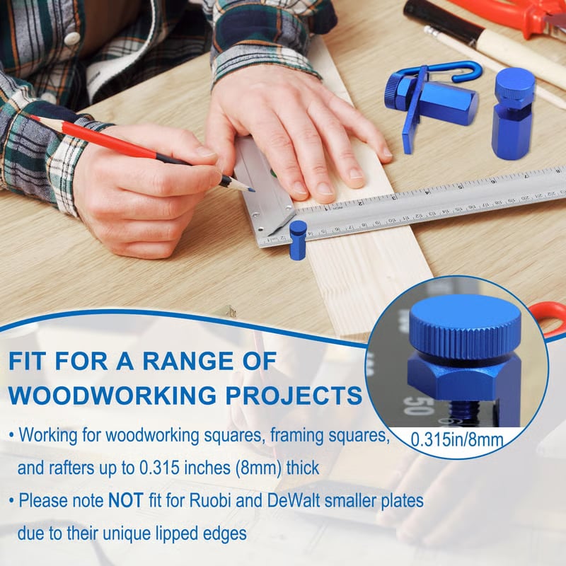 📐🔩Tall Stair Gauges for Framing Square – Hexagonal Stable Lock with Holder & Hook for Carpentry & Circular Saw