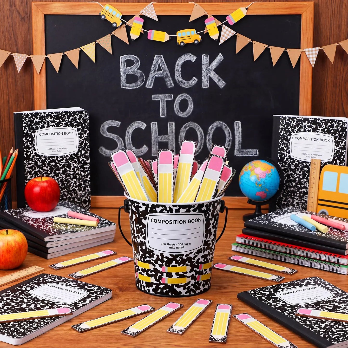121 Pcs Back to School Teacher Gift Flip Name Sticks Set with Storage Cup