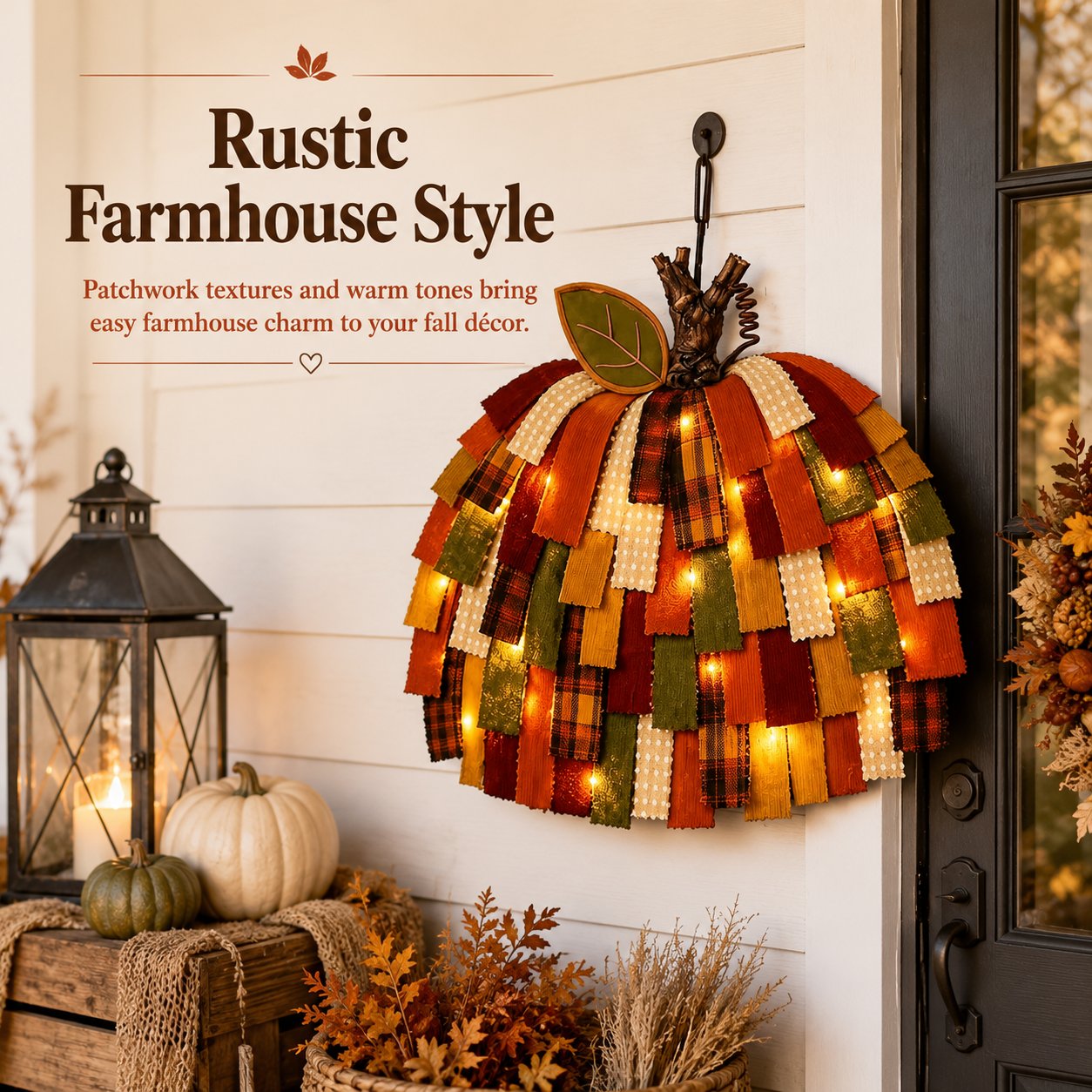 Handmade Patchwork Pumpkin Door Hanger
