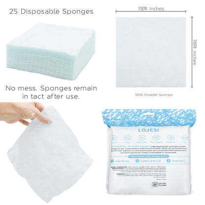 🎁 Freshness Anytime, Anywhere! 25 Large Rinse-Free Bathing Wipes for Adults
