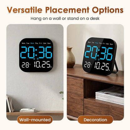 49% OFF ⏰ Modern Multifunctional Digital Clock ✅ Remote Control Adjustable Brightness | Wall Mount/Desk Stand Clock with Date & Temperature