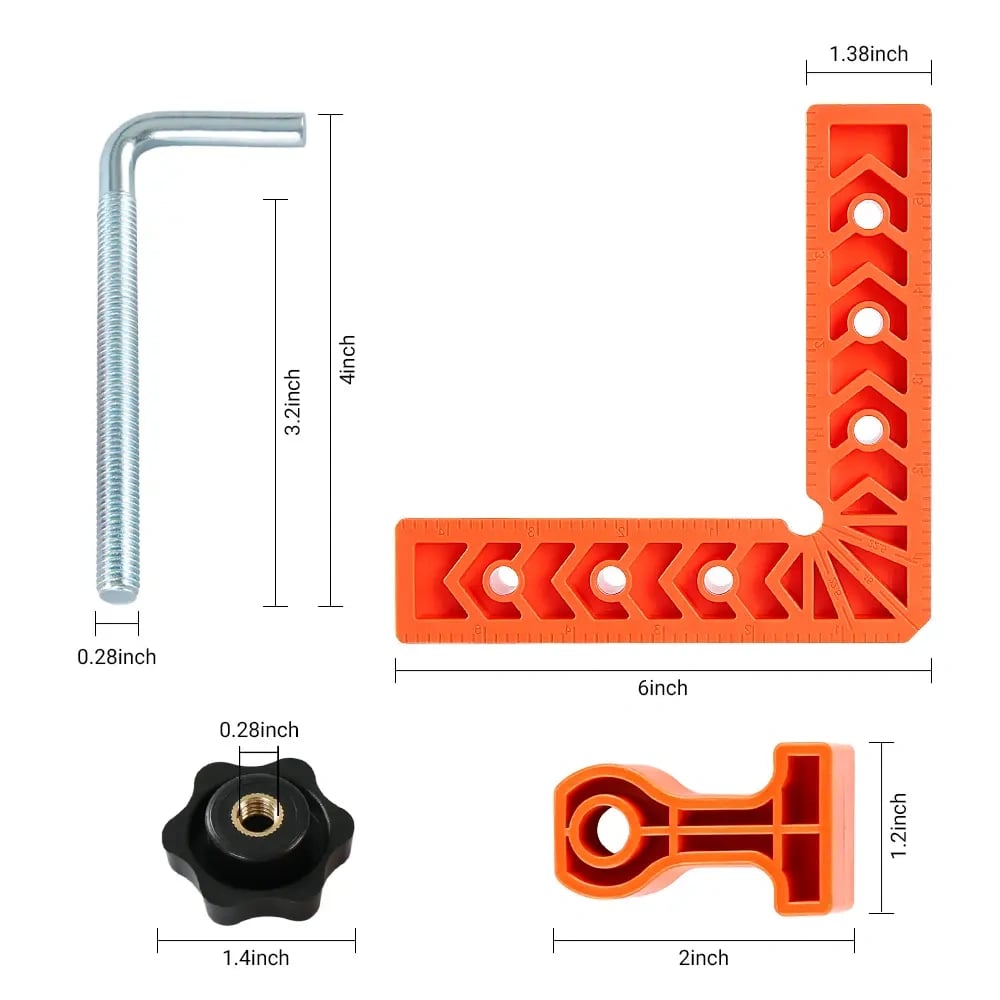 4PCS Right Angle Clamp Kit – for picture frames, boxes, Furniture, Home, cabinets or drawers & stone positioning; multi-surface adjustable fastening tool