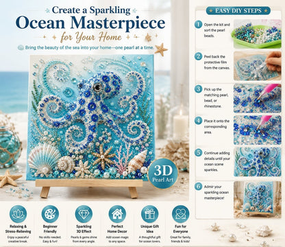 🔥 Last Day 57% OFF - 🌊✨ Ocean Theme Pearl Art DIY Kit – Relaxing DIY Craft to Create Stunning Coastal Artwork