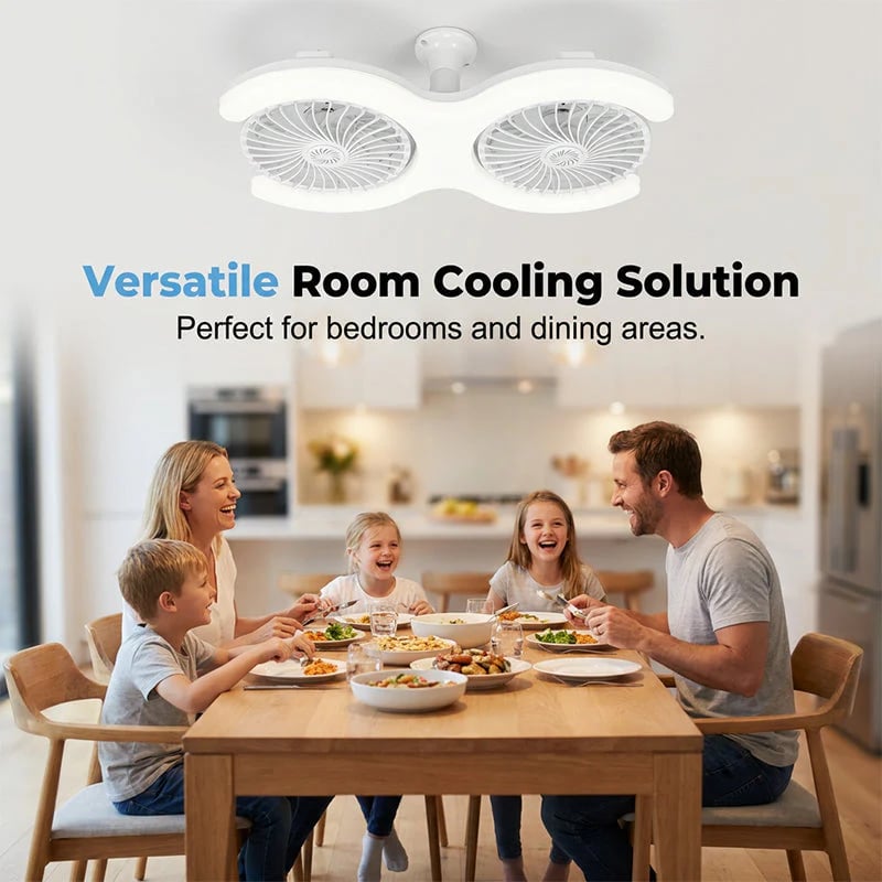 Dual-Head LED Ceiling Fan with Light