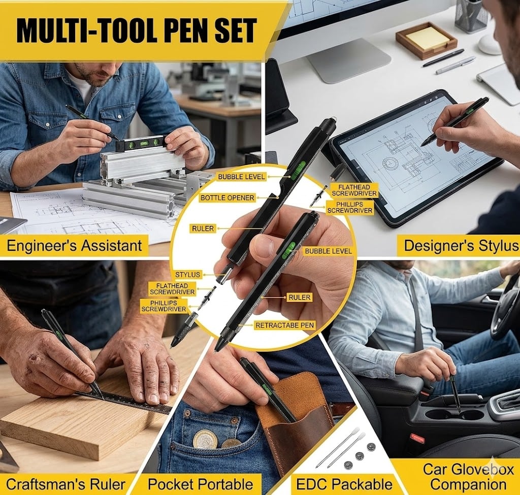 9-in-1 Multifunction Pen with LED Light
