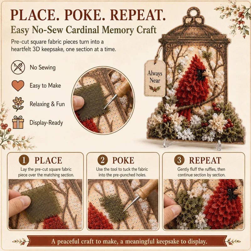 🕊️ Always Near 3D Fabric Poke Art Memory Lantern Kit