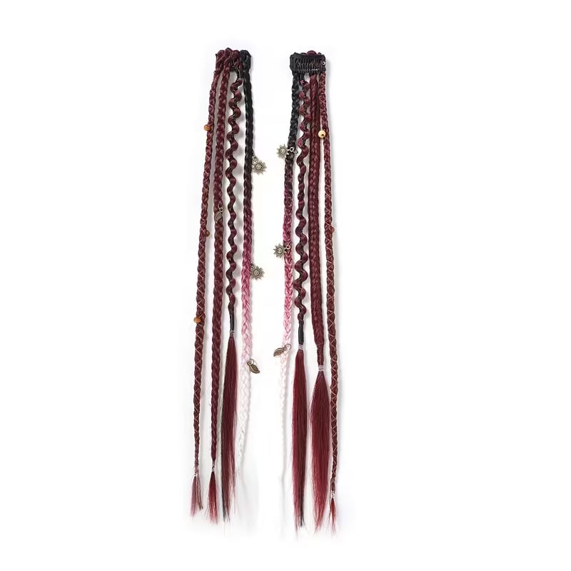 🔥🆕 2026 Boho Dreadlock Clip-In Hair Extensions 🌿 – 20" Braided Hair with Beads & Charms