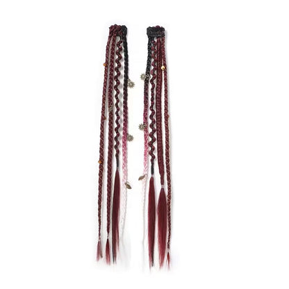 🔥🆕 2026 Boho Dreadlock Clip-In Hair Extensions 🌿 – 20" Braided Hair with Beads & Charms