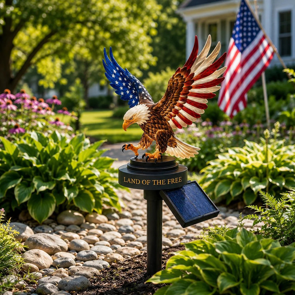 🔥LAST DAY 50% OFF – Solar Eagle Garden Light – A Glowing Tribute to American Freedom