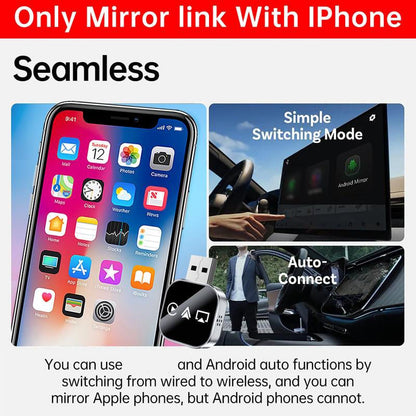 🔥2026 Upgrade 3 in 1 Wireless Support Carplay Mirror Link Adapter Instant Wired to Wireless Conversion Plug & PlayMini Stable Design for Wired  Support Carplay, Support AirPlay