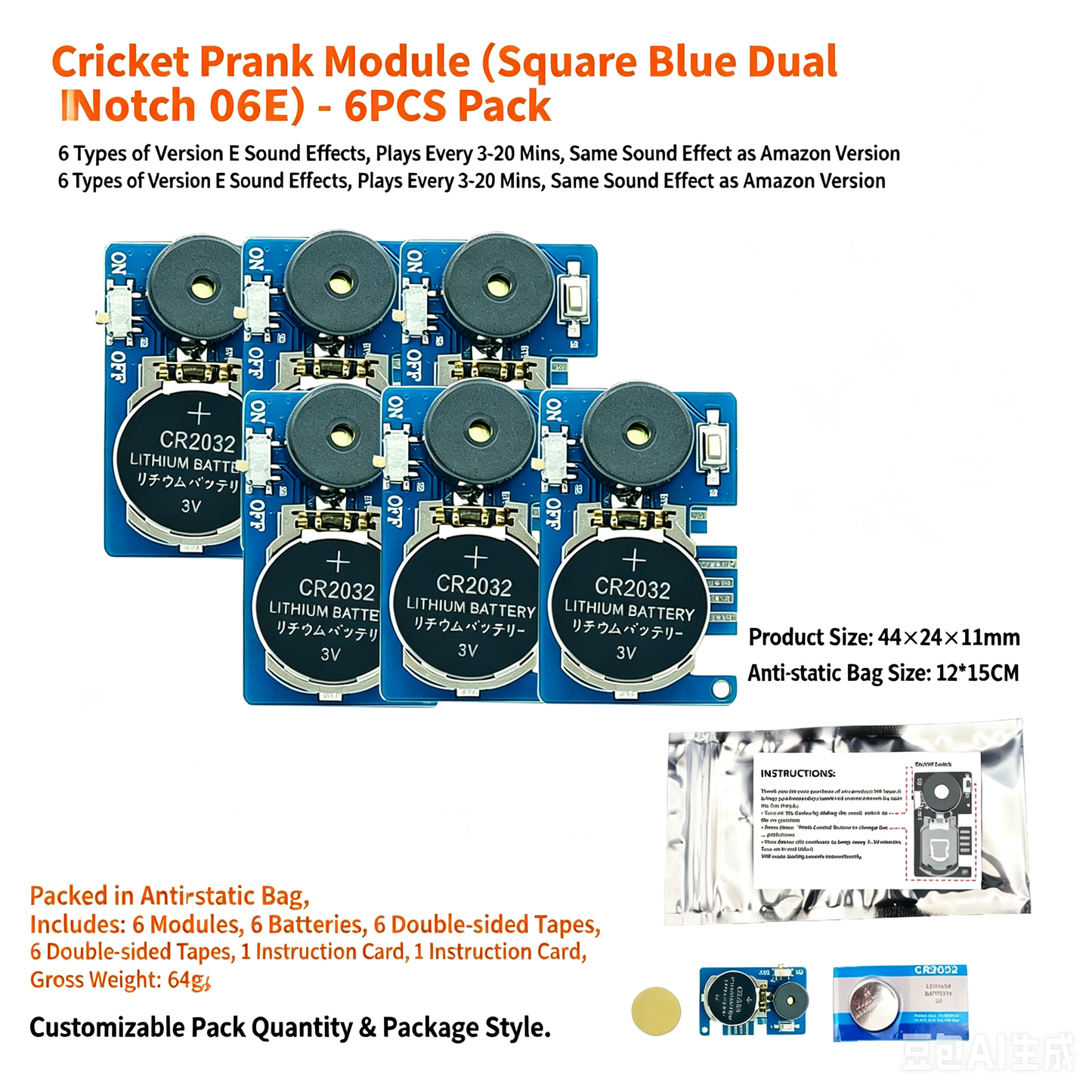 👻 Halloween Mini Buzzer Alarm Circuit Board, CR2032 Battery Powered Sound Module For DIY Ghost Prank Decorations
