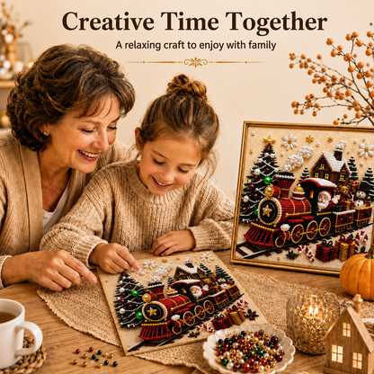 🎄🎅 Premium 3D Pearl Christmas Wall Art Kit | Luxury Flocked Canvas with Scratch-Resistant Non-Fading Pearl Beads DIY Holiday Decor ⛄️❄️