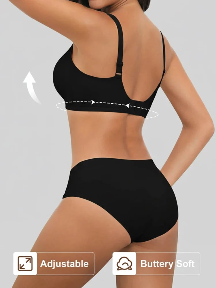 Pack of 3 Jelly Wireless Seamless Deep-V Push-Up Bra