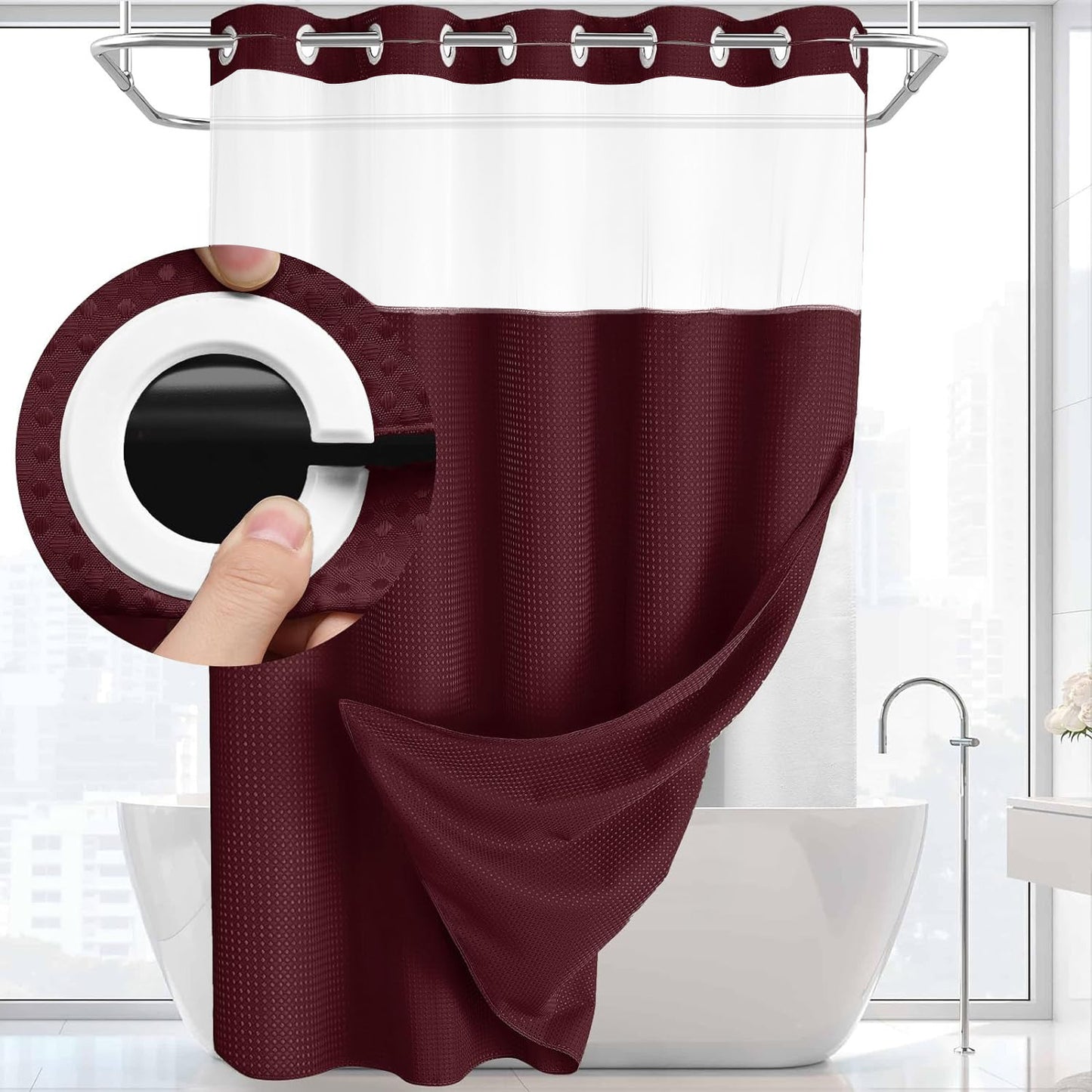 📢📢50% OFF !! ⏰Waffle Pattern Shower Curtain