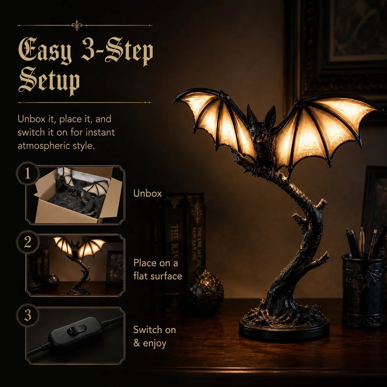 🦇✨ Halloween Glowing Magic Bat Table Lamp