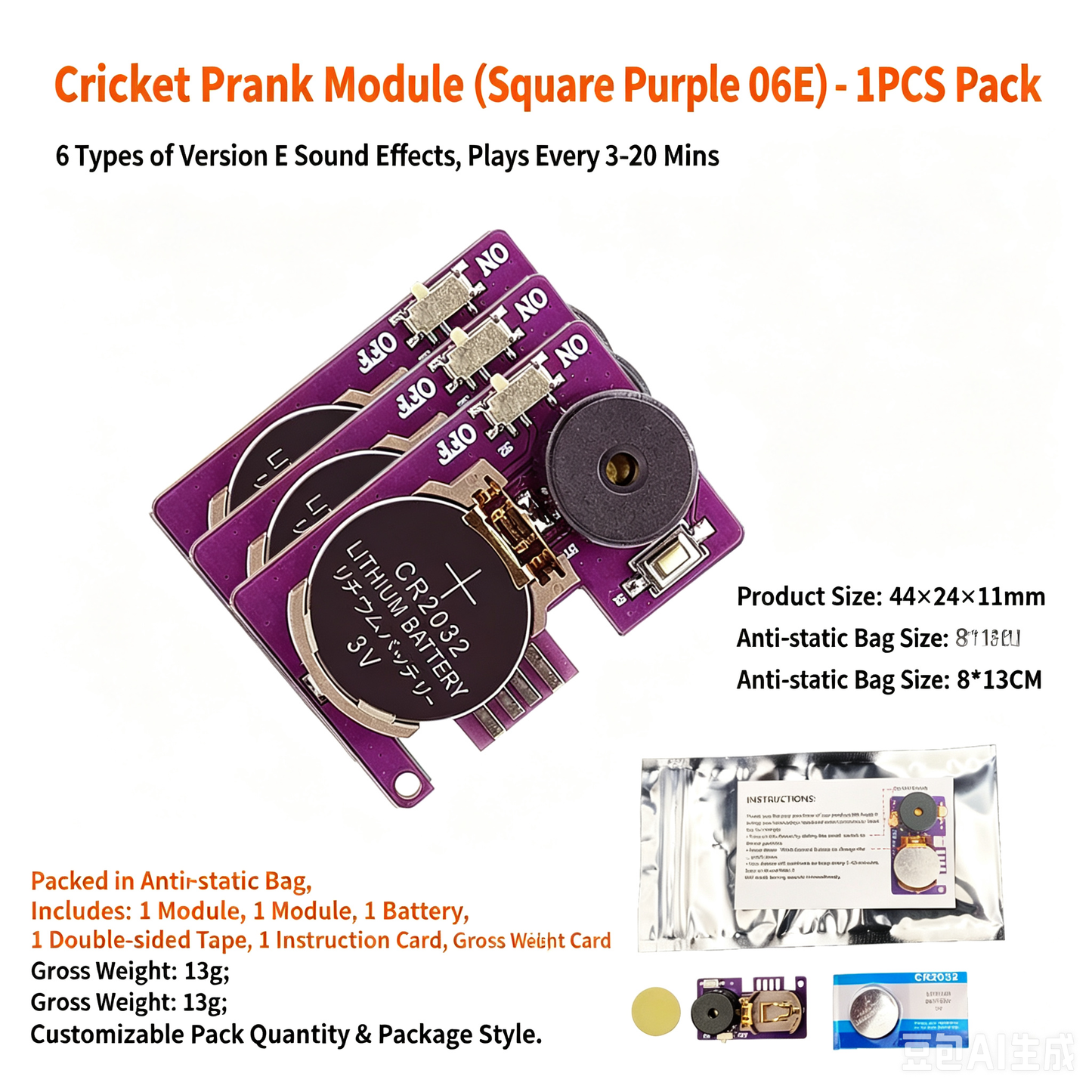👻 Halloween Mini Buzzer Alarm Circuit Board, CR2032 Battery Powered Sound Module For DIY Ghost Prank Decorations