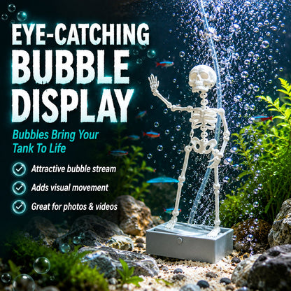 💀 Dancing Skeleton Aquarium Bubbler | Spooky Bubble Effect Fish Tank Decoration