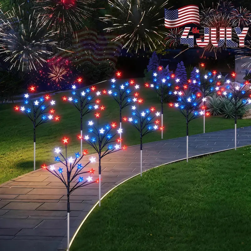 8-Piece Flag Light Set – 4th of July Decorations with 8 Lighting Modes – Ideal for Independence Day Pathways, Gardens, and Yard Decor