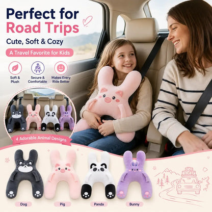 🐷Kids Car Neck Pillow - Soft Plush Pig Design, Car Seat Attachment