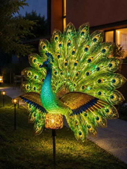🦚 Solar Peacock Garden Sculpture