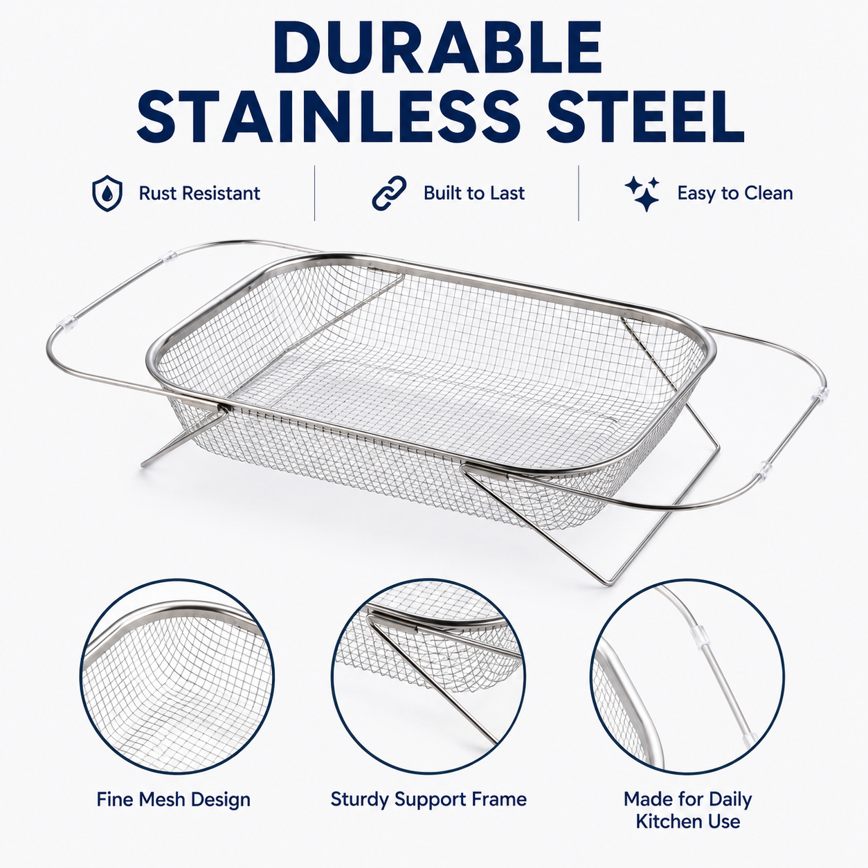 🍽️🧺 Stainless Steel Adjustable Over-the-Sink Drainer Basket