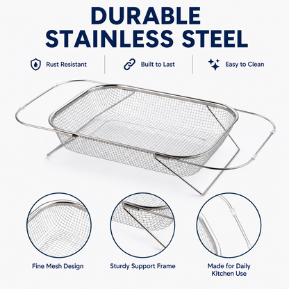 🍽️🧺 Stainless Steel Adjustable Over-the-Sink Drainer Basket