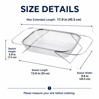 🍽️🧺 Stainless Steel Adjustable Over-the-Sink Drainer Basket
