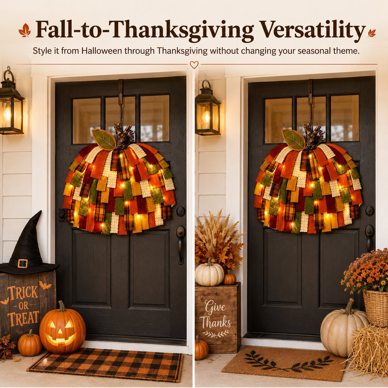 Handmade Patchwork Pumpkin Door Hanger