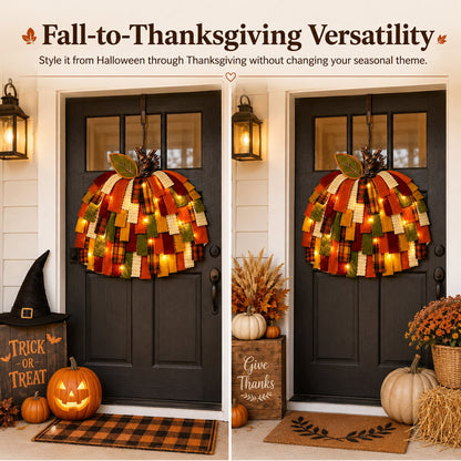 Handmade Patchwork Pumpkin Door Hanger