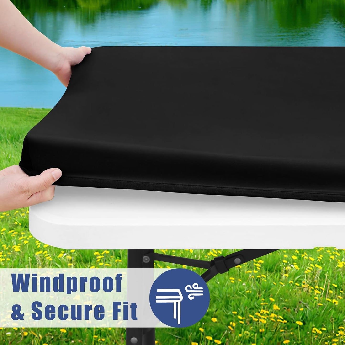 Stretch Fabric Table Top Cap Cover – Elastic Edge, Waterproof & Reusable
