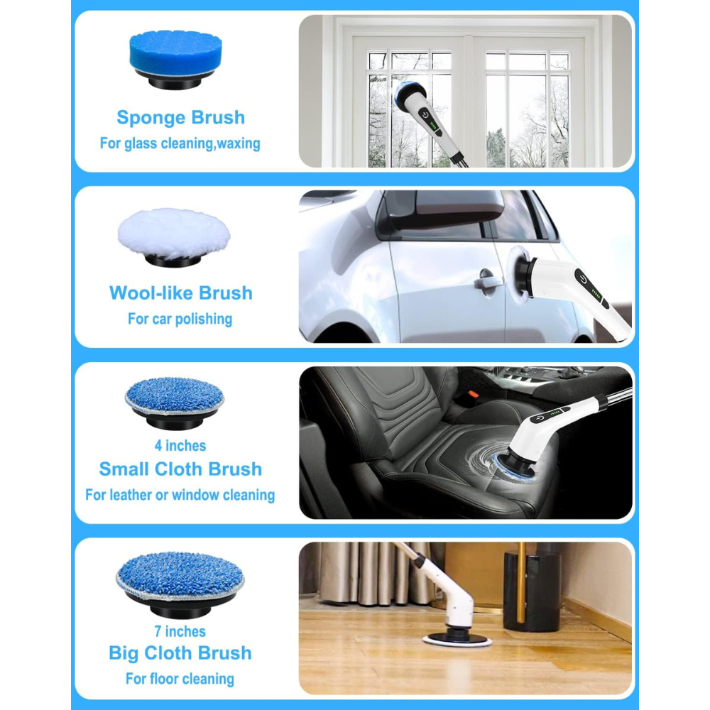 Cordless Electric Spin Scrubber with  Brush Heads